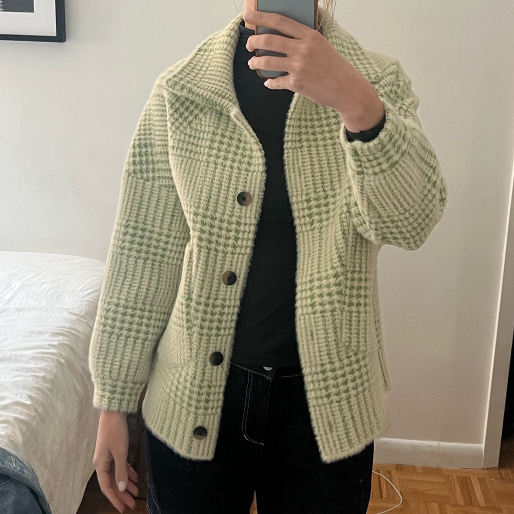 Green and White Coat